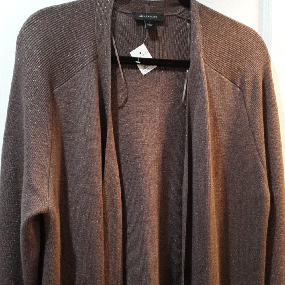 Ann Taylor Open Front Shimmer Cardigan